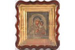 icon, Our Lady of Smolensk, in icon case, board, silver, painting, guilding, 84 standard, Russia, 18...