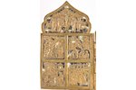 icon with foldable side flaps, Great Feasts, copper alloy, 2-color enamel, Russia, the 1st half of t...