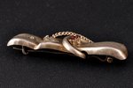 a brooch, silver, 84 standard, 5.30 g., the item's dimensions 4.9 x 1.6 cm, the end of the 19th cent...