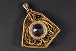 a pendant, filigree, silver, 916 standard, 8.40 g., the item's dimensions 4.9 x 3.9 cm, rock crystal...