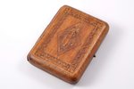 cigarette case, Riga Latvian Society, wood, Latvia, the 20-30ties of 20th cent., 11.3 x 8.7 x 2.5 cm...