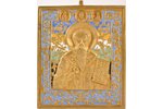 икона, Священномученик Антипа, медный сплав, 6-цветная эмаль, Российская империя, 19-й век, 10.4 x 9...