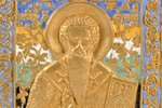 icon, Saint Martyr Antipas, copper alloy, 6-color enamel, Russia, the 19th cent., 10.4 x 9 x 0.45 cm...