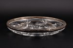 plate, silver, crystal, 875 standard, (вес изделия) 1400 g, Ø 26, h=3.5 cm, the 30ties of 20th cent....