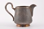 cream jug, silver, 84 standard, 207.95 g, engraving, h = 10.2 cm, Ø = 8.2 cm, P. Milyukov workshop,...