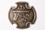 badge, Army expert-shooter (gun shooting), silver, Latvia, 20-30ies of 20th cent., 31.6 x 31.6 mm, 6...