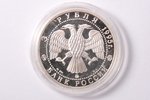 3 rubles, 1995, Golden Gate, Vladimir, silver, Russian Federation, 34.88 g, Ø 39 mm, Proof, 900 stan...