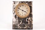 table clock, "Omega", Switzerland, the 20ties of 20th cent., metal, marble case, 14.9 x 10.7 x 3.7 c...