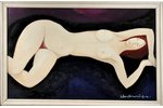 Мурниекс Лаимдотс (1922-2011), "Спящая", 70-е годы 20-го века, картон, масло, 50 x 80 см...