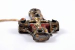 А small pendant hard-stone cross the "Korsun" type cross of red hard-stone applied with the silver g...