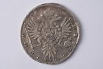 poltina (50 copecs), 1736, (brooch with 3 pearls), silver, Russia, 12.45 g, Ø 34.6 - 36.1 mm, AU...
