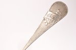 powdered sugar spoon, silver, "Shell", 950 standard, 44.90 g, 20 cm, the middle of the 19th cent., F...