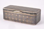 snuff-box, silver, 84 standard, 70.45 g, engraving, niello enamel, gilding, 7 x 3 x 2.5 cm, 1863, Mo...