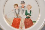 decorative plate, Traditional motif, porcelain, sculpture's work, M.S. Kuznetsov manufactory, handpa...