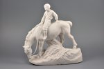 figurine, Boy on the horse, bisque, Riga (Latvia), USSR, sculpture's work, Riga porcelain factory, t...