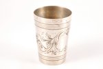 beaker, silver, 84 standard, 50.05 g, engraving, 6.3 cm, 1908-1916, Moscow, Russia...