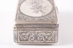snuff-box, silver, Troika, 84 standard, 44.85 g, niello enamel, 5.6 x 3.2 x 1.9 cm, 1896-1907, Mosco...