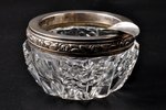 ashtray, silver, crystal, 875 standard, Ø = 5.7 cm, the 20ties of 20th cent., Latvia...