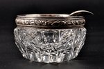 ashtray, silver, crystal, 875 standard, Ø = 5.7 cm, the 20ties of 20th cent., Latvia...