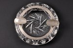 ashtray, silver, crystal, 875 standard, Ø = 10.7 cm, the 20ties of 20th cent., Latvia...