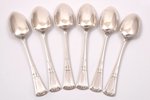 set of spoons, silver, 6 pcs., 84 standard, 484.2 g, 21.6 cm, Ivan Khlebnikov factory, 1908-1917, Mo...