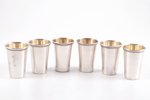 set of 6 beakers, silver, 835 standart, the 30ties of 20th cent., 84.45 g, Latvia, 4.6 cm...