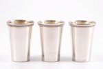 set of 6 beakers, silver, 835 standart, the 30ties of 20th cent., 84.45 g, Latvia, 4.6 cm...