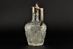 carafe, silver, 84 standard, crystal glass, h 18.3 cm, the border of the 19th and the 20th centuries...