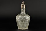carafe, silver, 84 standard, crystal glass, h 18.3 cm, the border of the 19th and the 20th centuries...