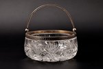 candy-bowl, silver, crystal, 875 standard, Ø = 13 cm, h (without handle) = 6 cm, the 20ties of 20th...