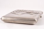 портсигар, серебро, 875 проба, 199.25 г, чеканка, 11 x 8.5 x 1.6 см, 30-е годы 20го века, Латвия...