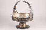 candy-bowl, B. Henneberg, Warszawa, silver plated, glass, Russia, Congress Poland, the border of the...