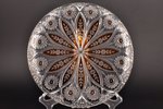 plate, two-color crystal, Germany, the 30ties of 20th cent., Ø 29 cm...