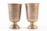 a pair of little glasses, silver, 84 standart, engraving, 1887, 120.85 g (62.85 g and 58.00 g), Mosc...