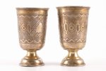 a pair of little glasses, silver, 84 standart, engraving, 1887, 120.85 g (62.85 g and 58.00 g), Mosc...