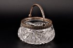 sugar-bowl, silver, crystal, 875 standard, Ø = 12.7 cm, h (without handle) = 6.6 cm, the 20ties of 2...