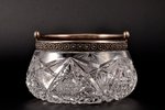 sugar-bowl, silver, crystal, 875 standard, Ø = 12.7 cm, h (without handle) = 6.6 cm, the 20ties of 2...