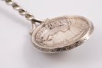 чайная ложка, серебро, из 5-латовой монеты (1932), 39.45 г, 15.7 см, 30-40е годы 20го века, Латвия...