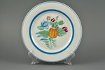 decorative plate pair, Bunch of flowers, porcelain, USSR, State porcelain manufacture (LFZ), handpai...