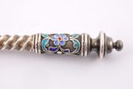 spoon, silver, 88 standard, 38.90 g, cloisonne enamel, 13.7 cm, the 2nd half of the 19th cent., Mosc...