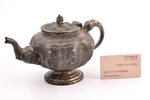 tējkanna (tējas uzlējumam), sudrabs, 430.50 g, ciļņošana, h 13.5 cm, 19. gs., Indija...