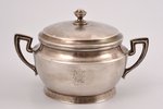 sugar-bowl, silver, 875 standard, 283.40 g, h 9.5 cm, the 20ties of 20th cent., Latvia...