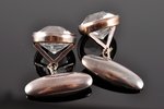 cufflinks, silver, 875 standard, 7.40 g., the item's dimensions Ø 1.43 cm, rock crystal, 1970, Sverd...