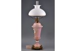 керосиновая лампа, молочное стекло, бронза, Германия, начало 20-го века, 71 см...