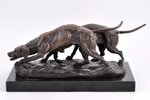figurative composition, "Hunting dogs", bronze, 18 x 37.4 x 18.5 cm, weight 11100 g., Spain, Virtus,...