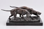 figurative composition, "Hunting dogs", bronze, 18 x 37.4 x 18.5 cm, weight 11100 g., Spain, Virtus,...