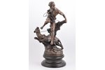 skulptūra, "Mednieks un Lauva", atlējums no Eduāra Druo skulptūras (1859-1945), bronza, 65.5 cm, sva...