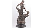 skulptūra, "Mednieks un Lauva", atlējums no Eduāra Druo skulptūras (1859-1945), bronza, 65.5 cm, sva...