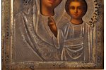 икона, Казанская икона Божией Матери, в киоте, доска, серебро, живопиcь, 84 проба, Российская импери...