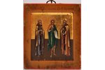 icon, St. Sergius of Radonezh, St. John the Baptist, St. Barlaam, board, painting, gold leafy, Russi...